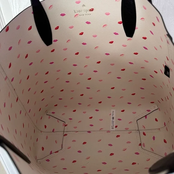 Kate Spade pink and black Minnie Mirror Tote with Red and Purple Accents - Picture 6 of 9